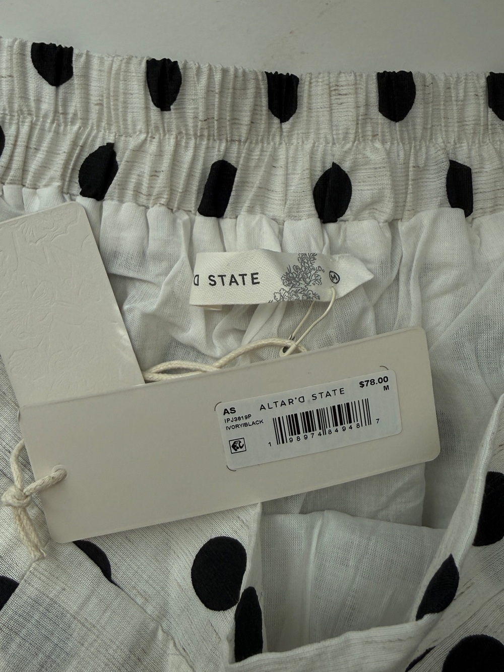 Altar'd State Black & White Polka Dot Wide-Leg Flowy Pants Lightweight M - Picture 9 of 13